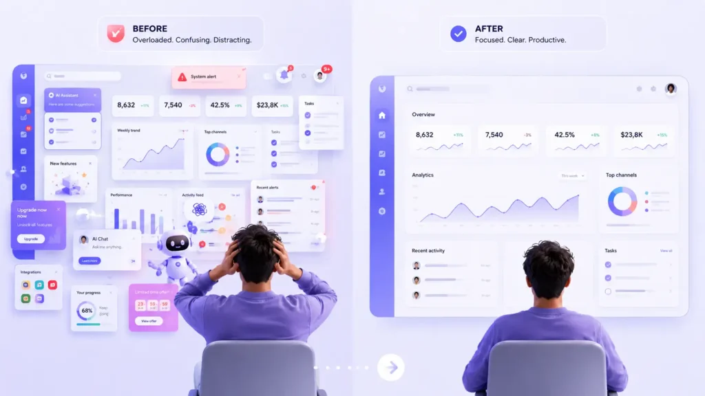 Before and after dashboard comparison